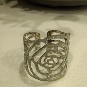 Silver Glitter Rose Bangle Bracelet / $1 BOGO
